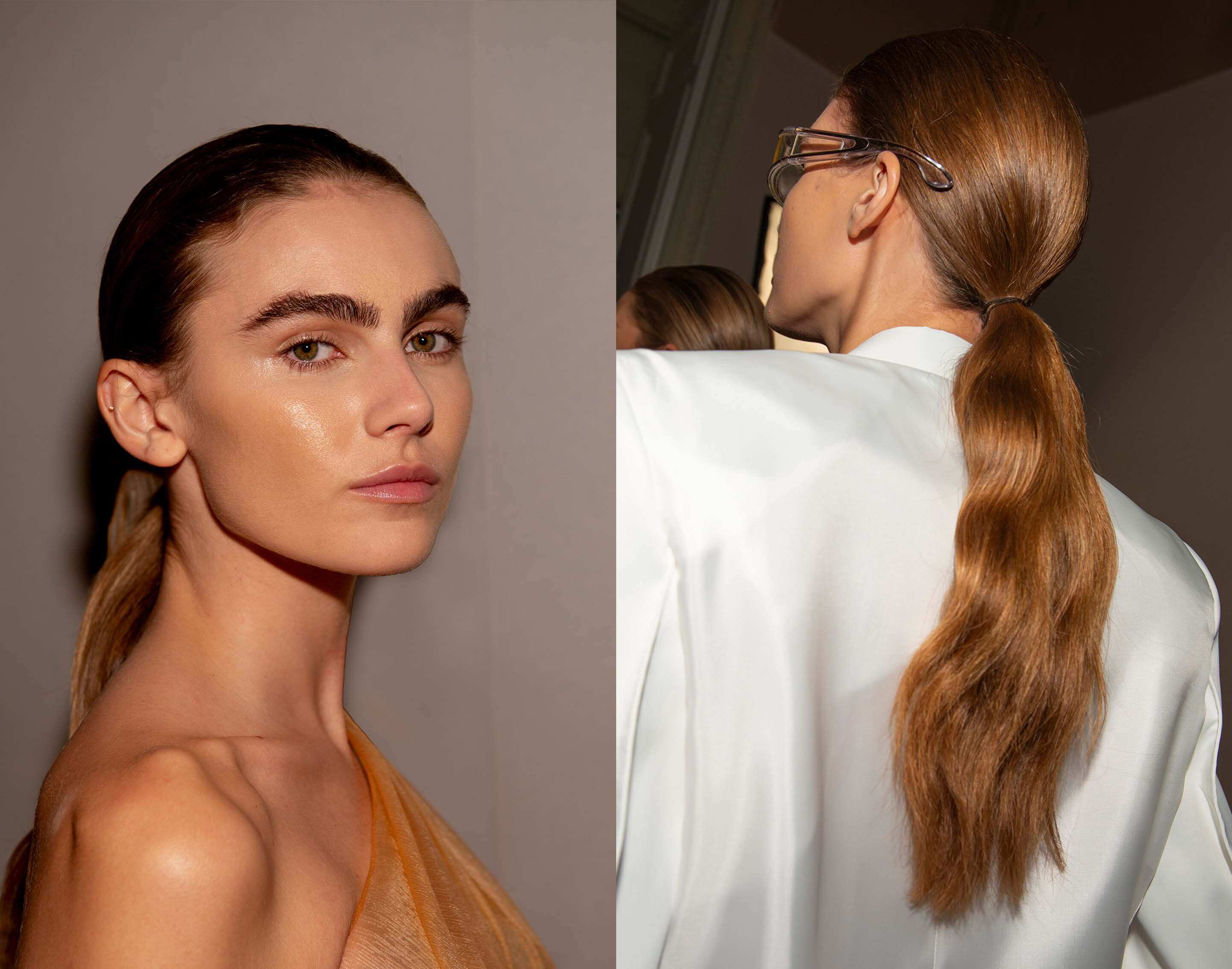 Models mit einem gewellten Pferdeschwanz