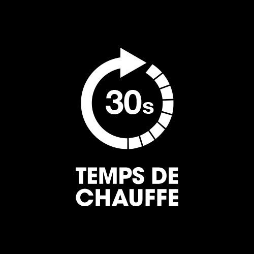 Temps de chauffe de 30 secondes