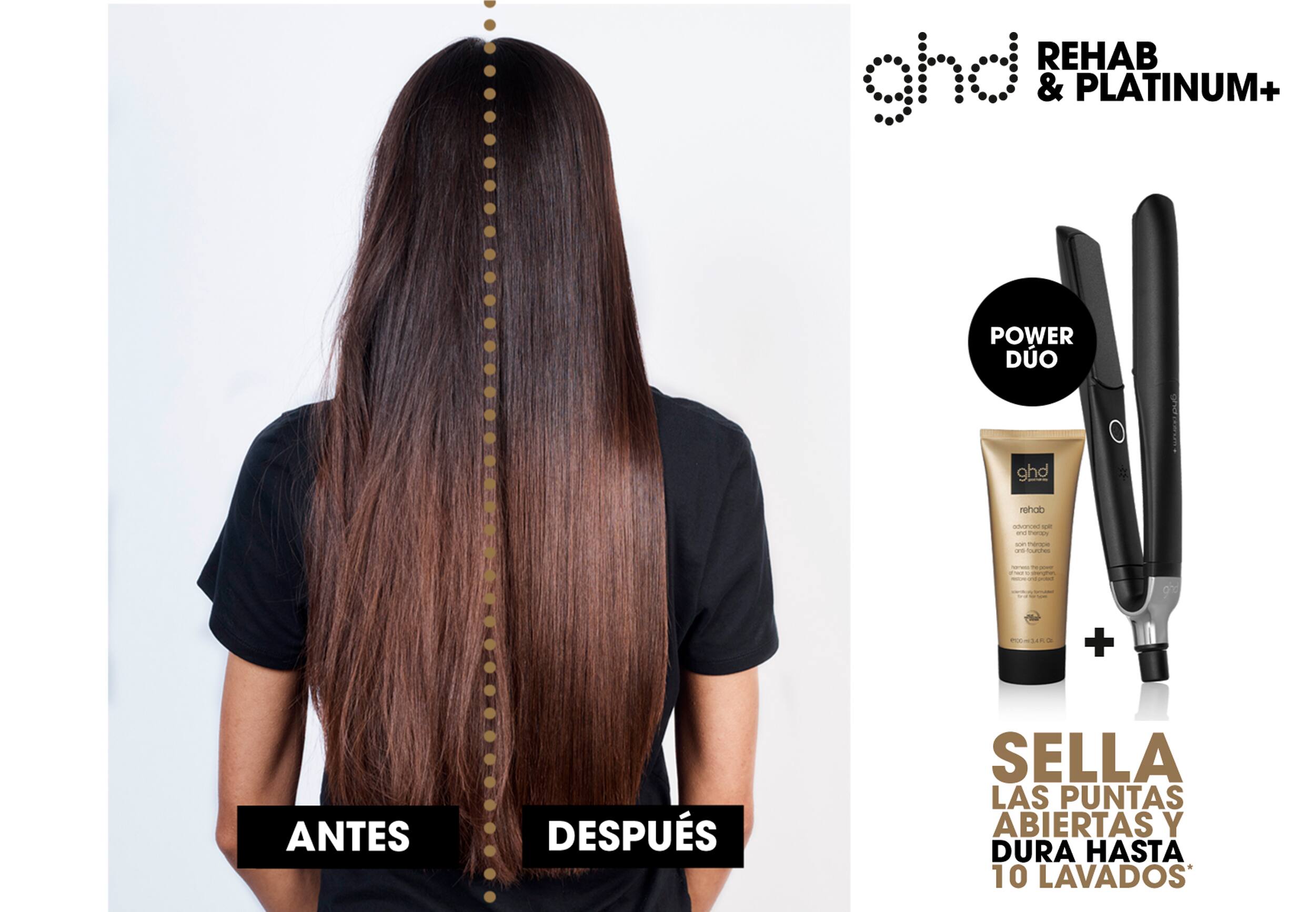 Antes y después del tratamiento de puntas abiertas ghd