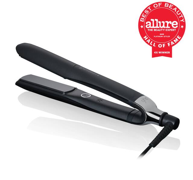 ghd one inch platinum plus styler in black with allure best of beauty award seal