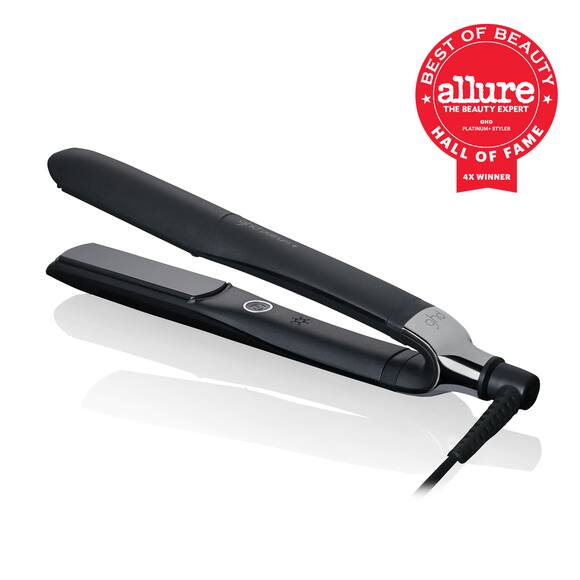 ghd one inch platinum plus styler in black with allure best of beauty award seal