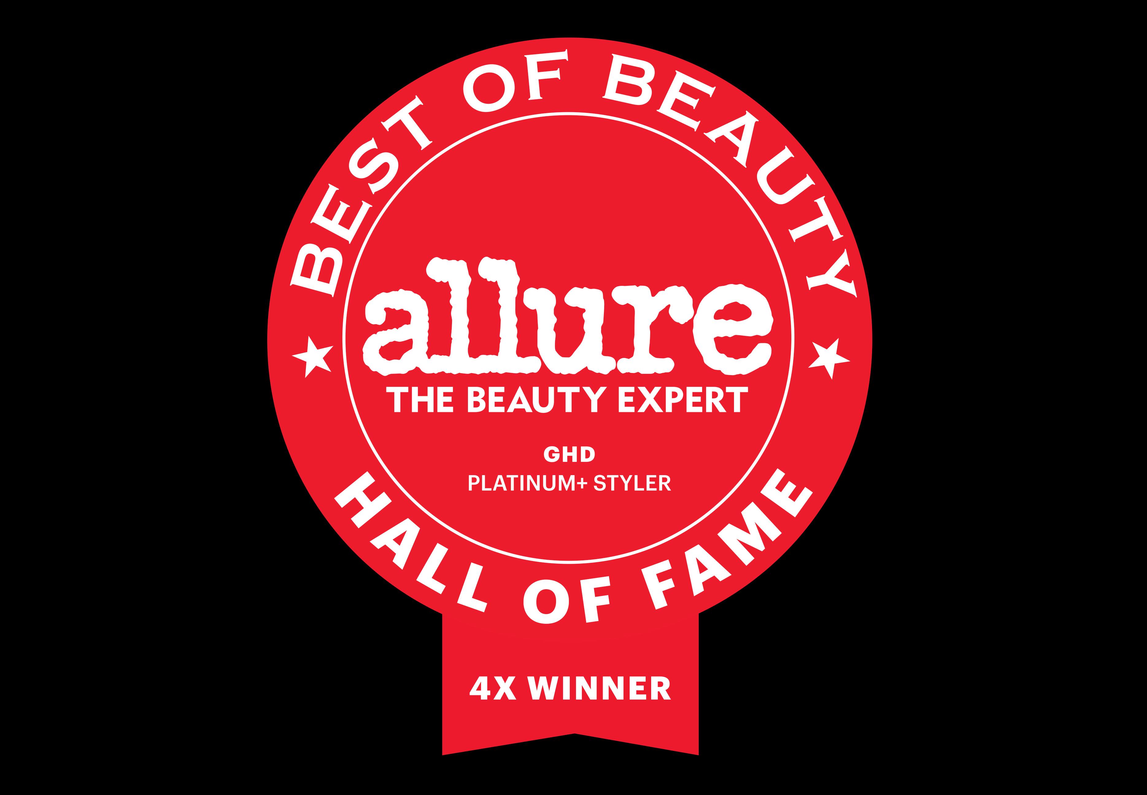 allure best of beauty hall of fame seal on a black background