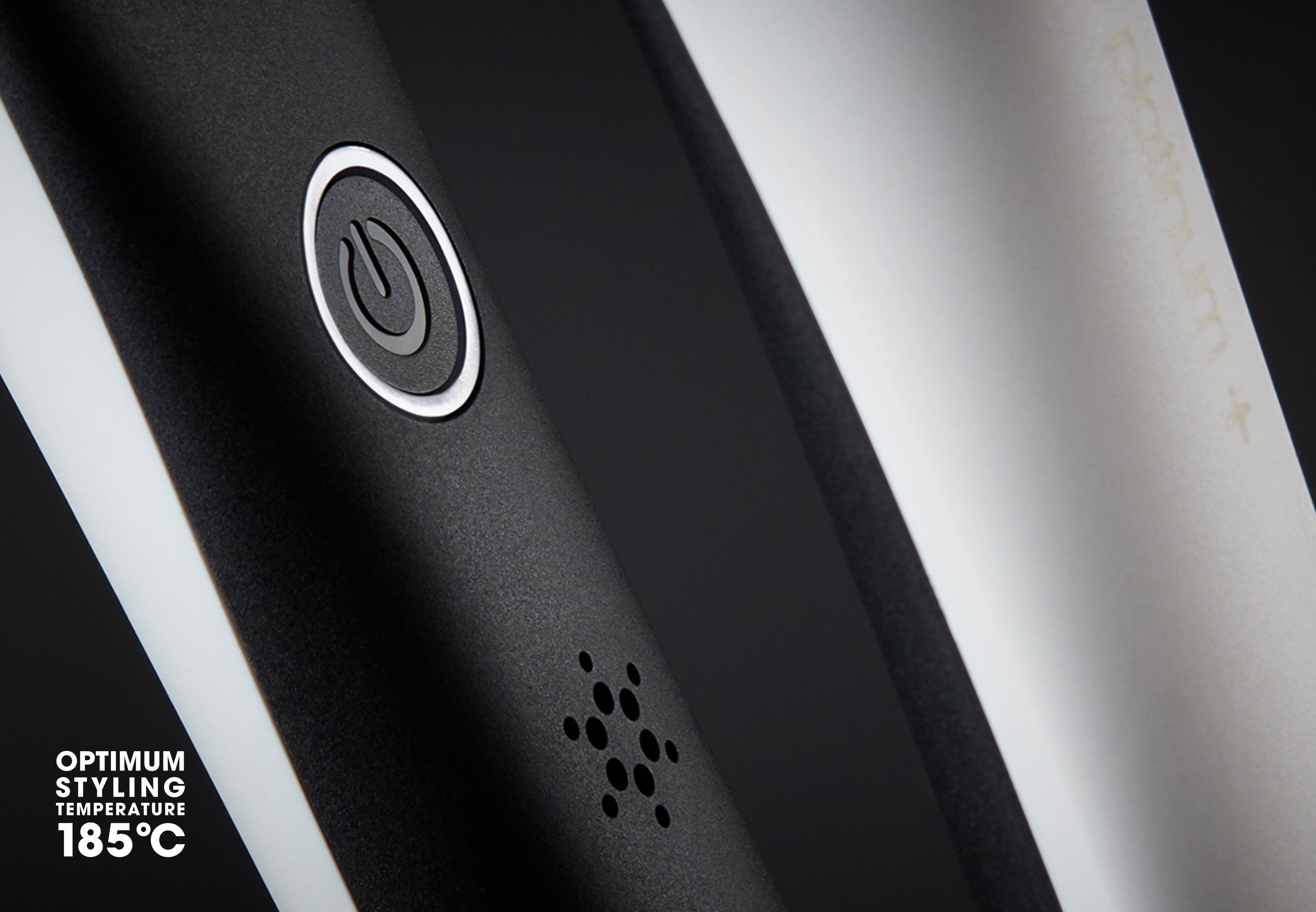 platinum+ hair straightener in white button