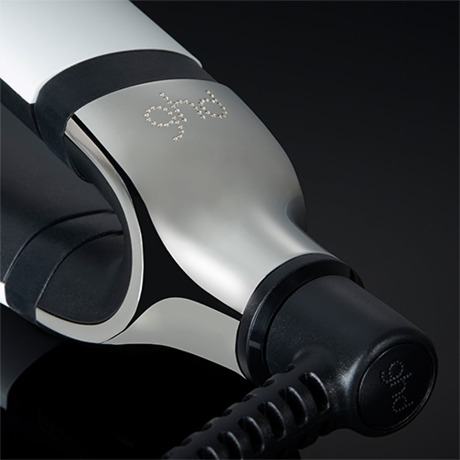 ghd one inch platinum plus styler in white hinge close-up image