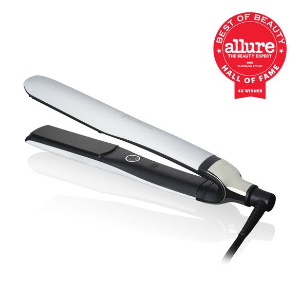 ghd one inch platinum plus styler in white with allure best of beauty award seal