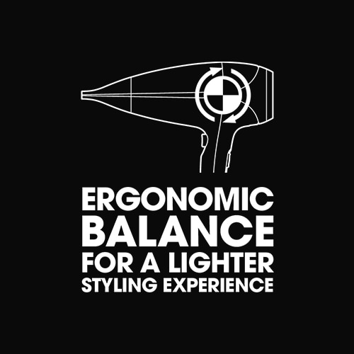 Icon for ergonomic balance for a lighter styling experience