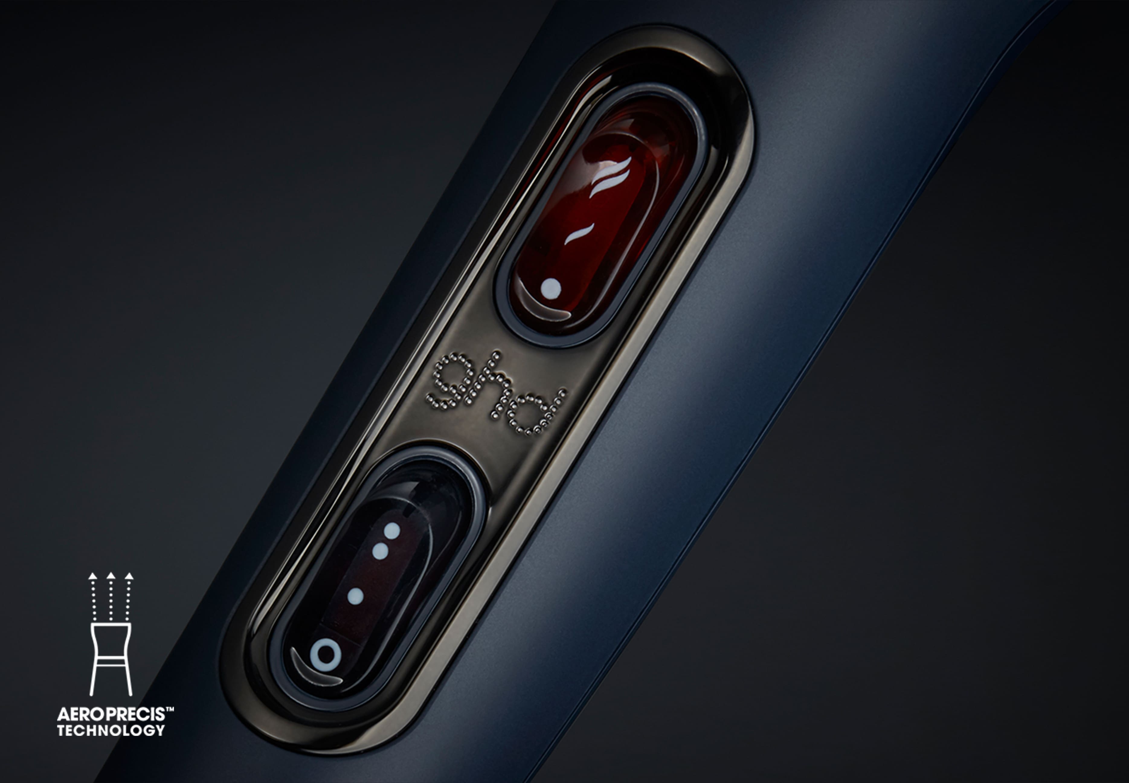 Helios hair dryer in navy buttons