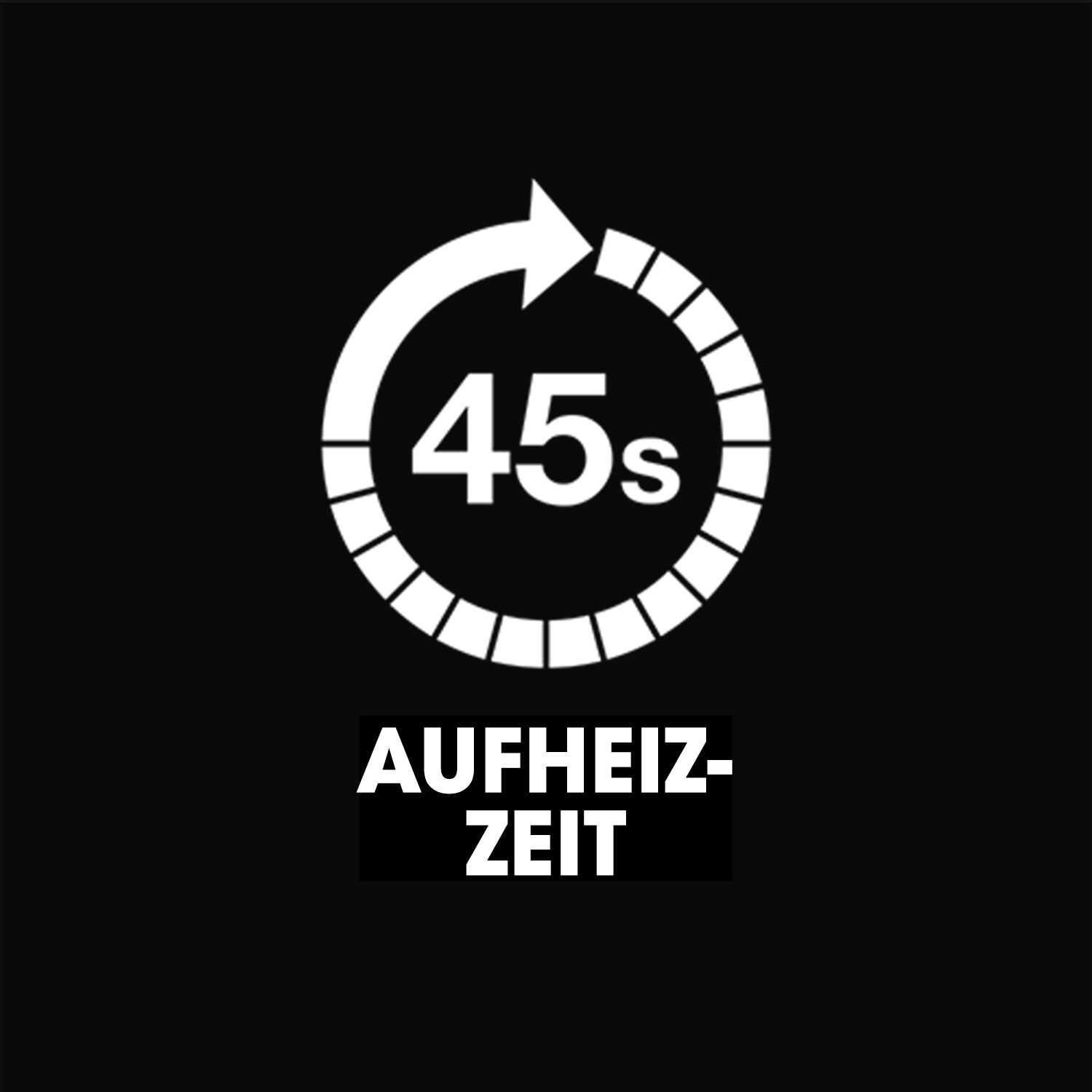 Icon 45 Sekunden Aufheizzeit