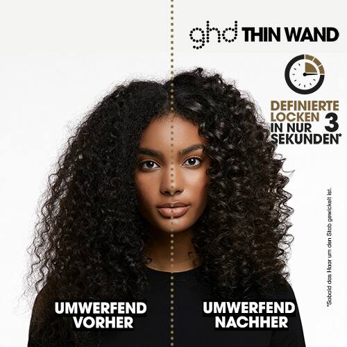 Vorher Nachher Effekt mit dem ghd thin wand Lockenstab
