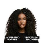 Model mit Afro Haar im Vorher Nachher Vergleich