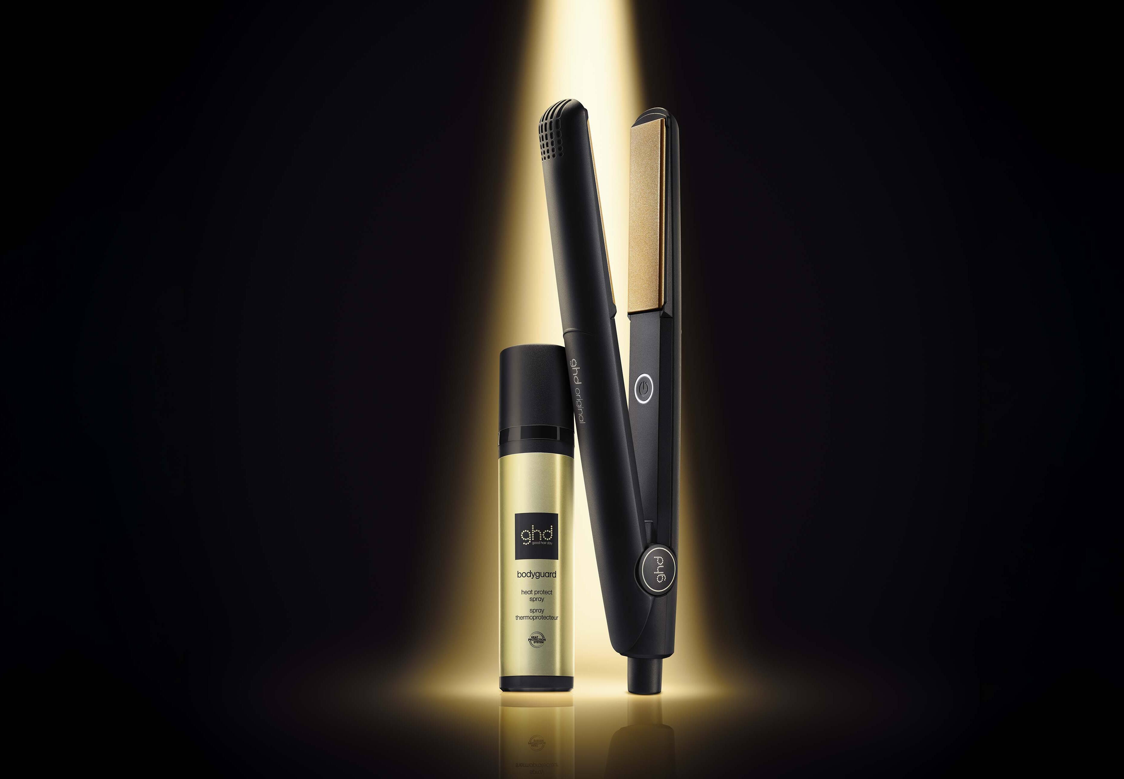 ghd power couple original 1" styler and bodyguard - heat protect spray