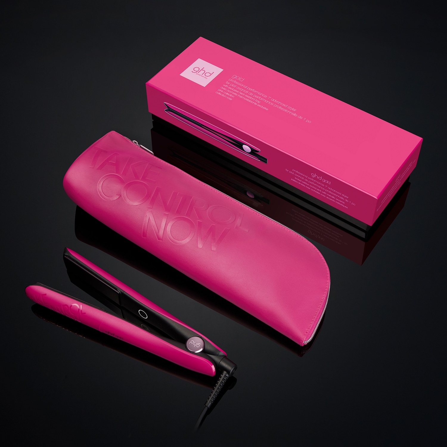 ghd gold styler orchid pink with bag and box