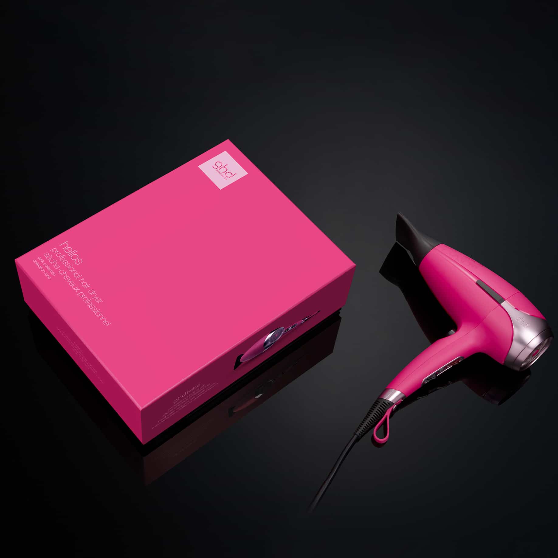 ghd helios hair dryer in orchid pink with box