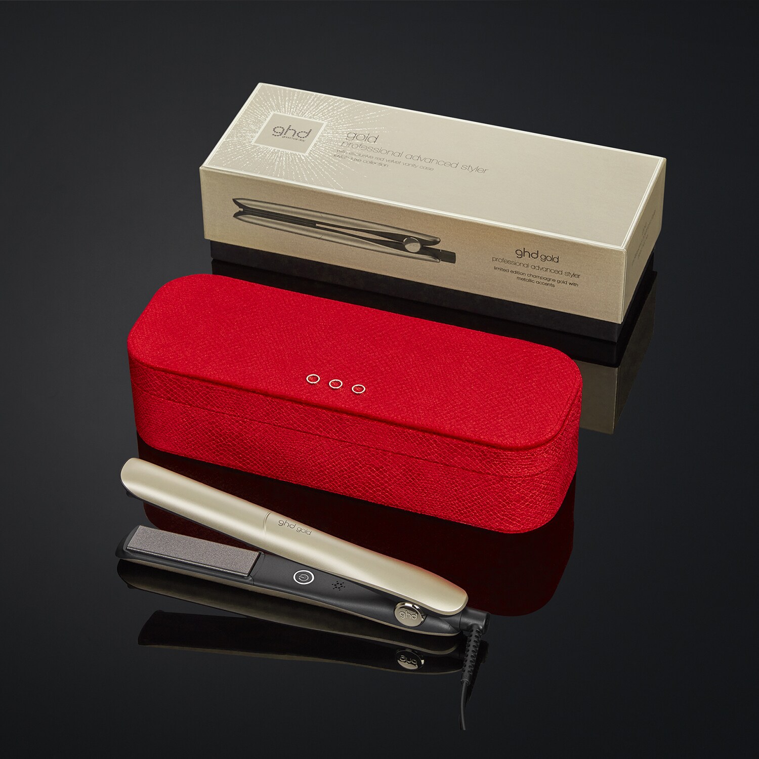 ghd gold® mit rotem Samt-Etui und Karton