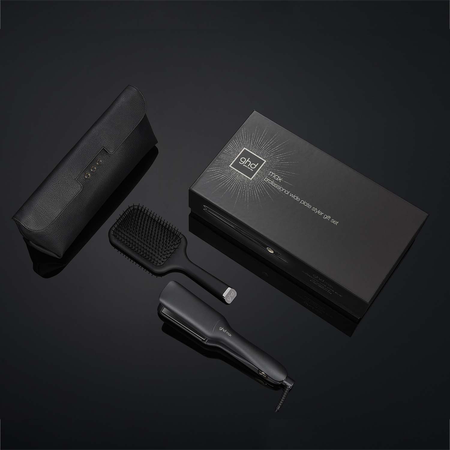 ghd max wide plate styler paddle brush heat resistant bag and box