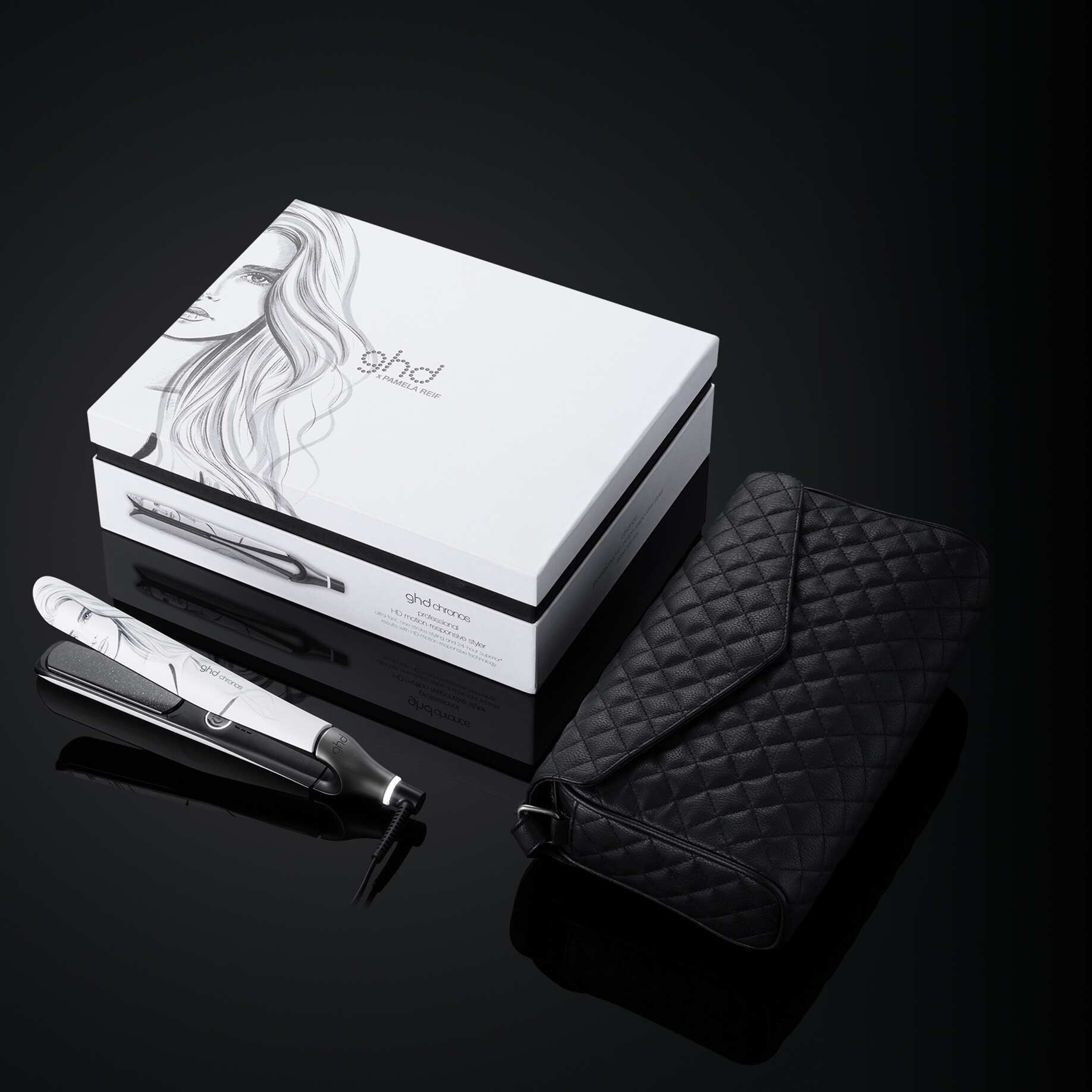 ghd x Pamela Reif Limited Edition mit passender Box und hitzebeständiger Tasche