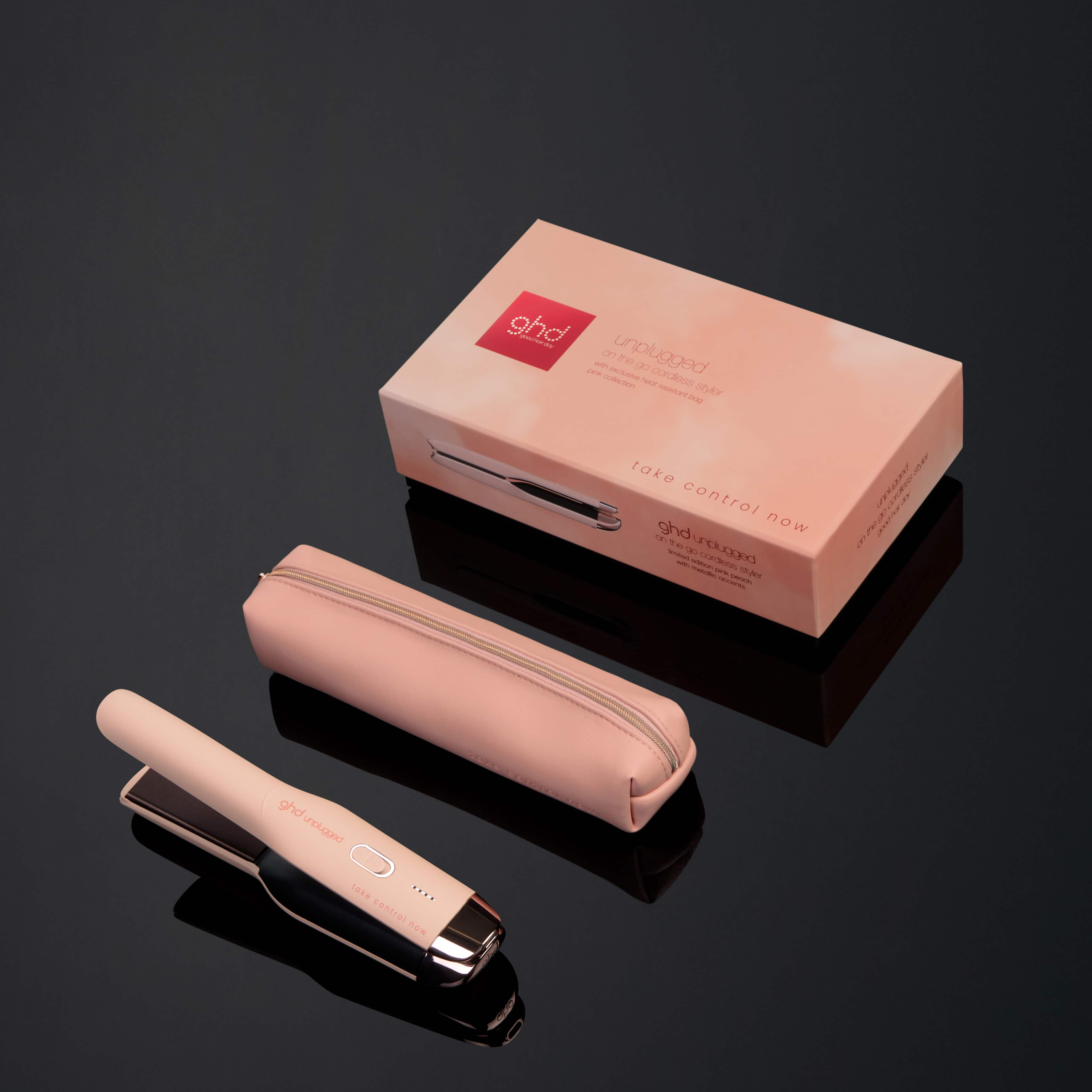 GHD UNPLUGGED CORDLESS HAIR STRAIGHTENER IN PINK PEACH