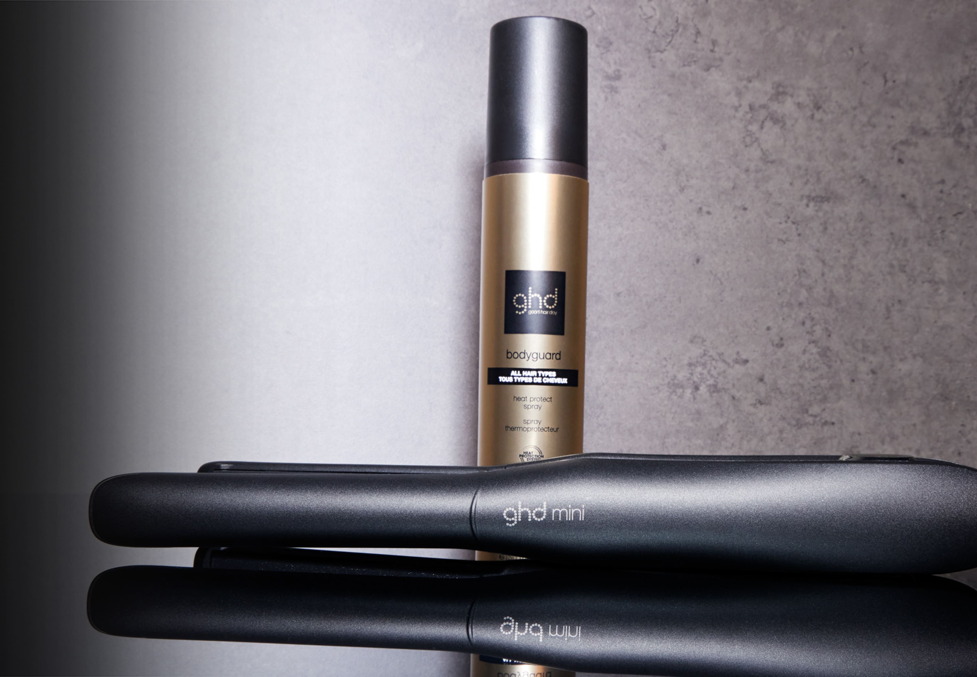 gzhd mini Glätteisen und ghd bodyguard Hitzeschutzspray