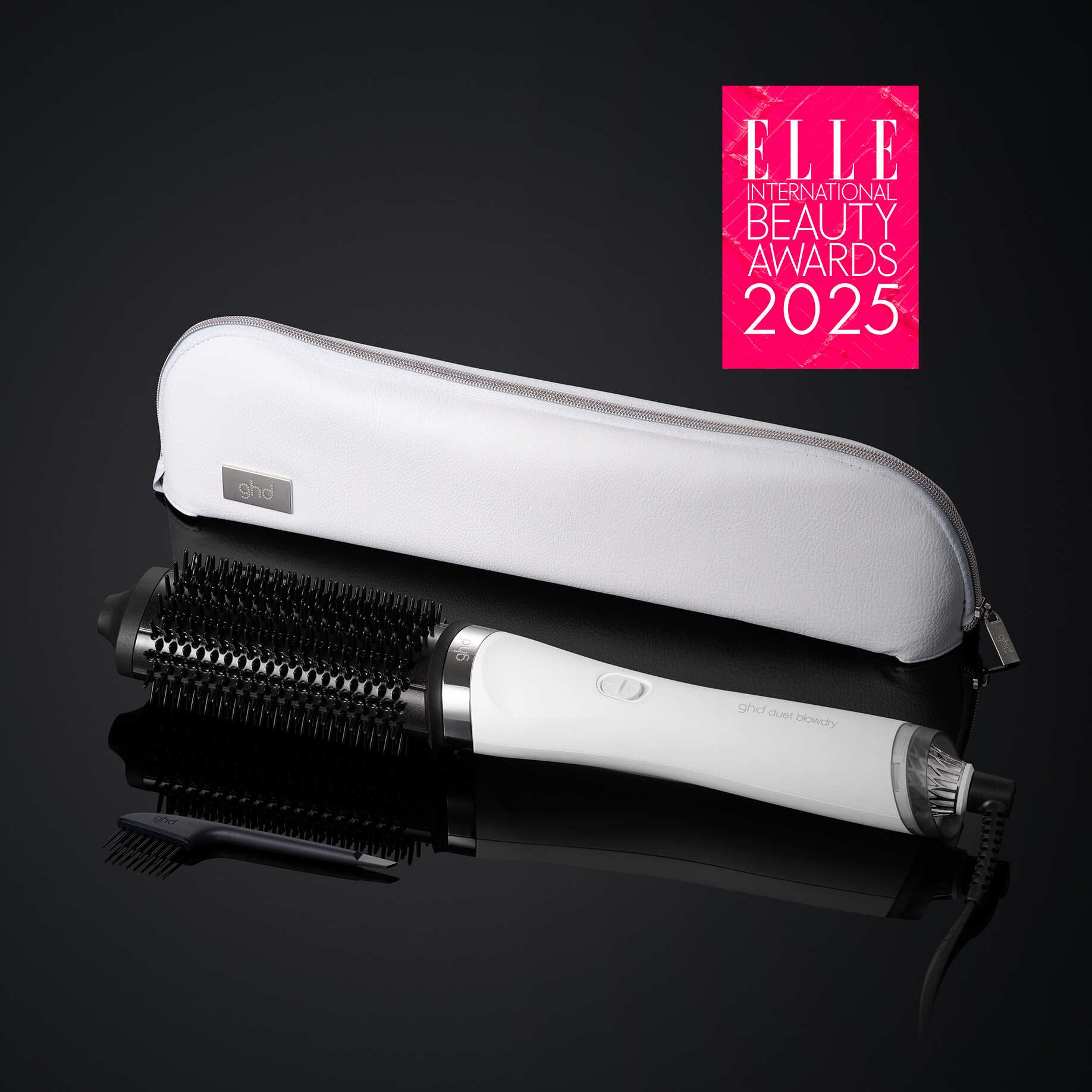 GHD DUET BLOWDRY HAIR DRYER BRUSH, VALKOINEN