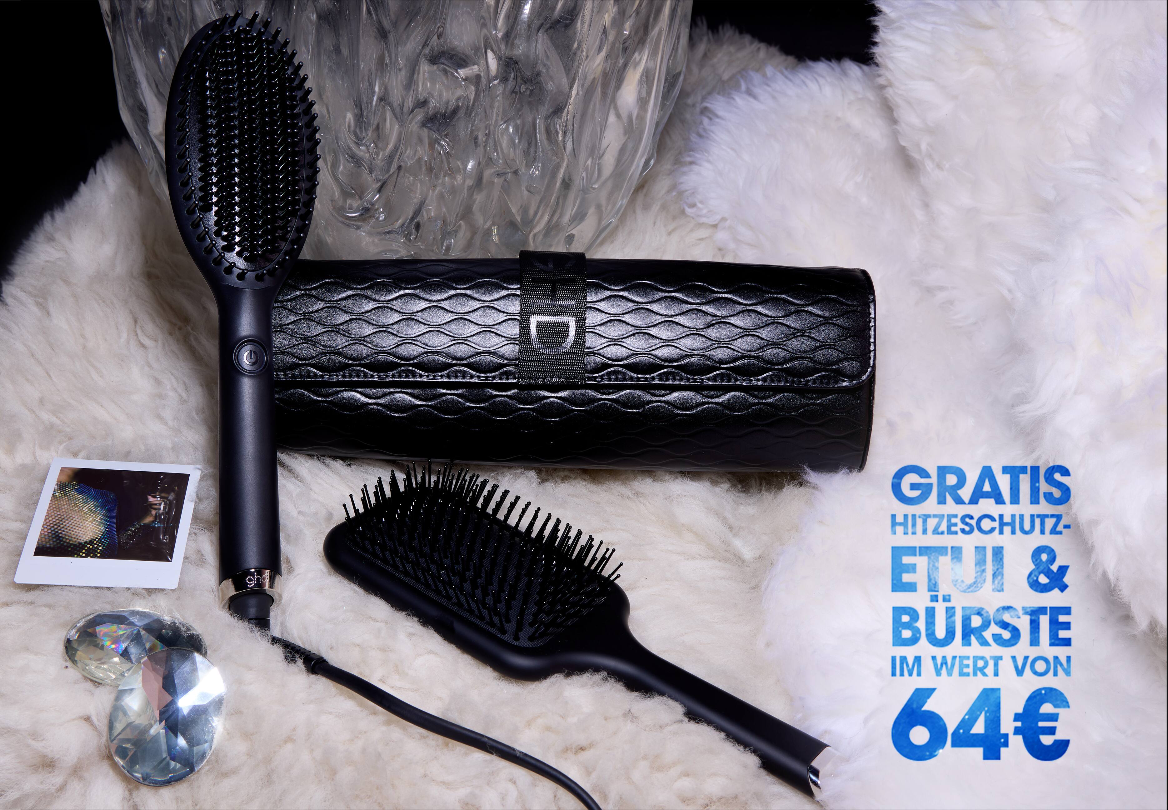ghd Glättungsbürste mit schwarzem Etui und Paddle Brush