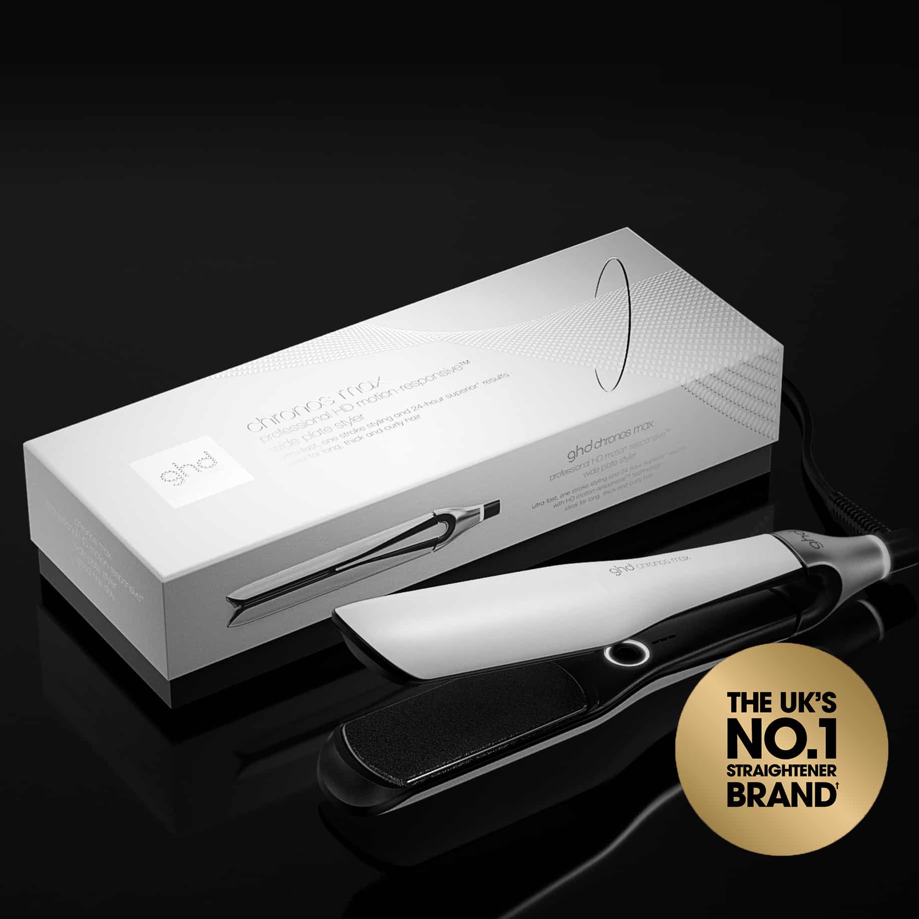 NEW GHD CHRONOS MAX BEST WIDE PLATE HAIR STRAIGHTENER (43MM PLATE) WHITE