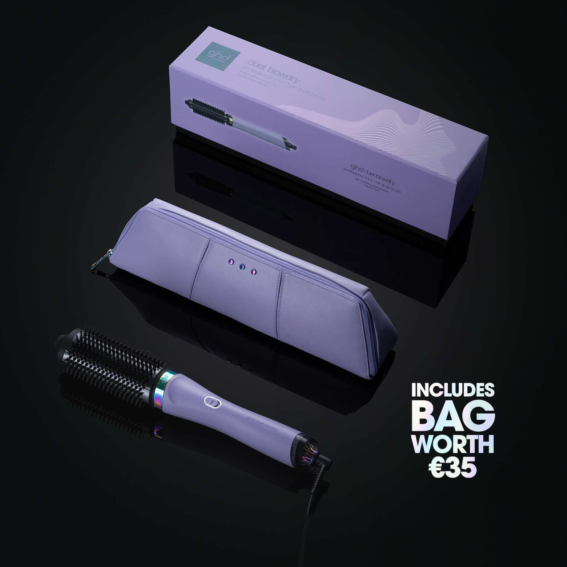 NIEUW GHD DUET BLOWDRY FÖHNBORSTEL GALACTIC LILAC