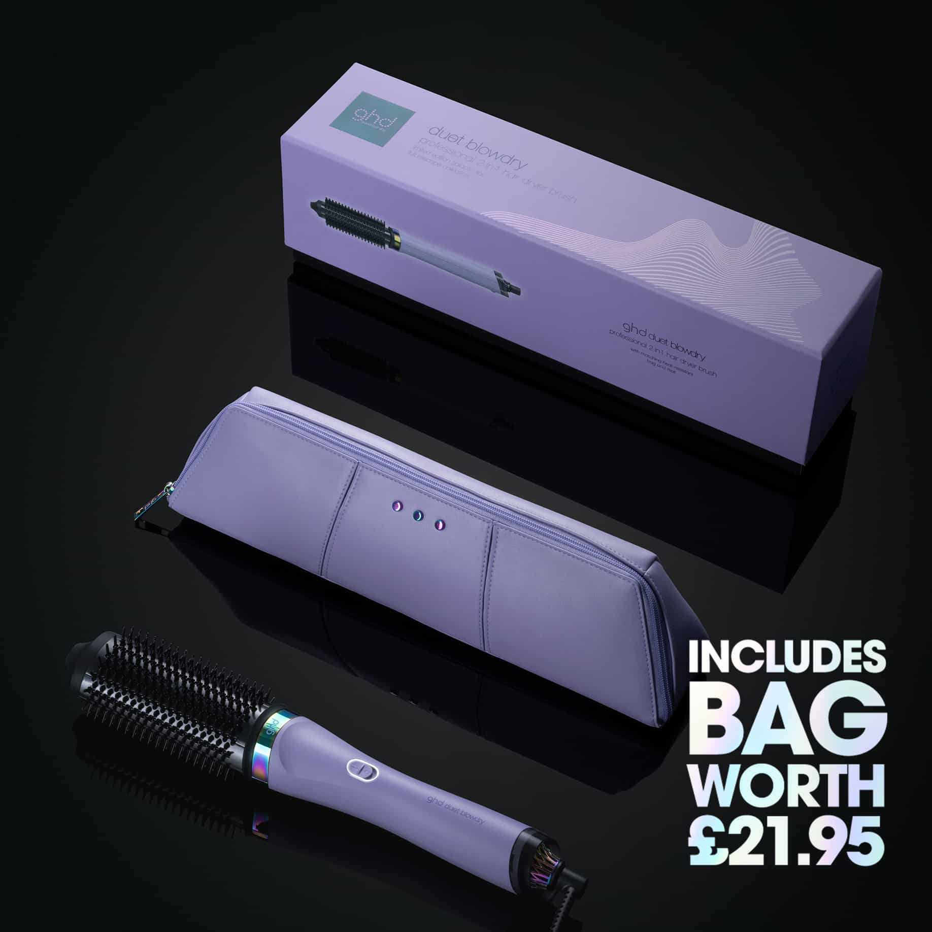 NEW GHD DUET BLOWDRY HAIR DRYER BRUSH IN GALACTIC LILAC