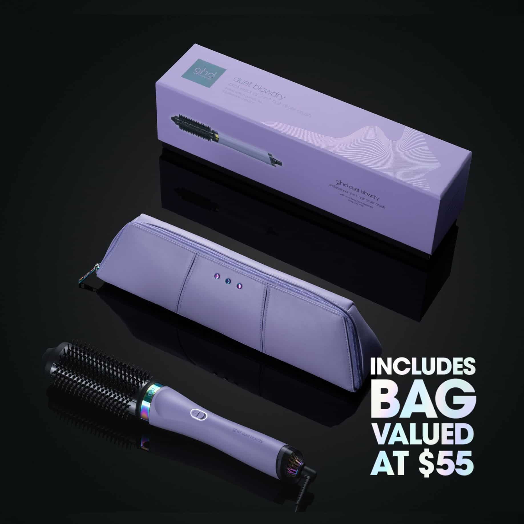 NEW GHD DUET BLOWDRY HAIR DRYER BRUSH IN GALACTIC LILAC