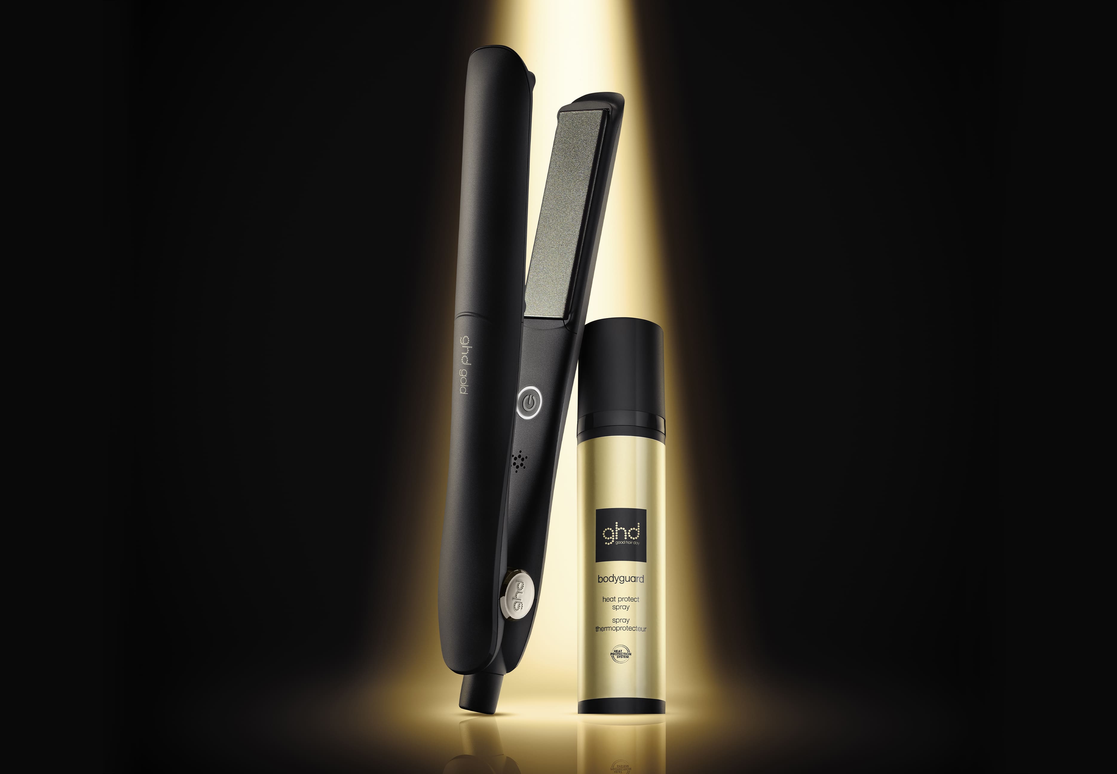 ghd gold Glätteisen mit ghd Hitzeschutzspray