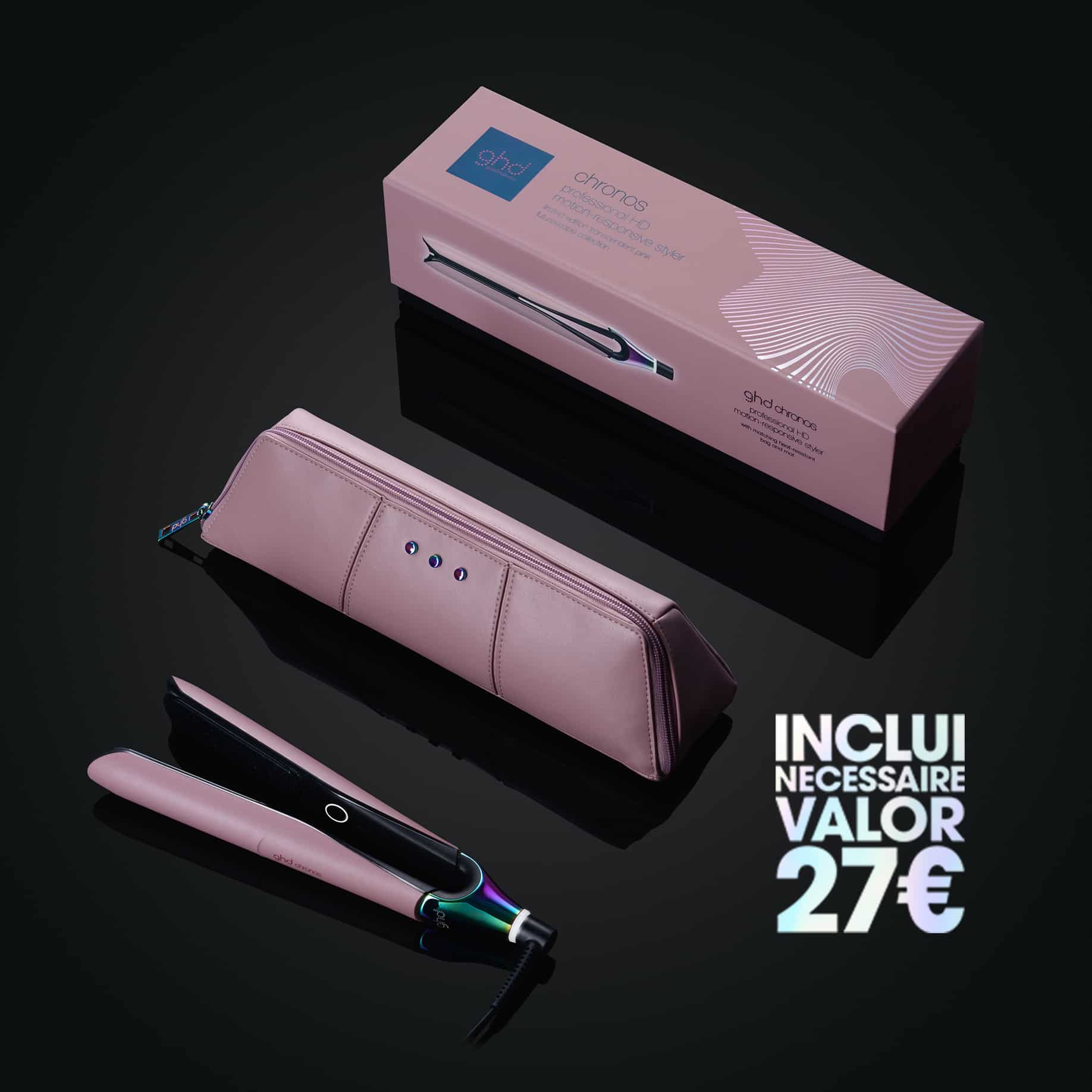 Prancha de cabelo ghd Chronos em rosa nude (placa 26 mm)