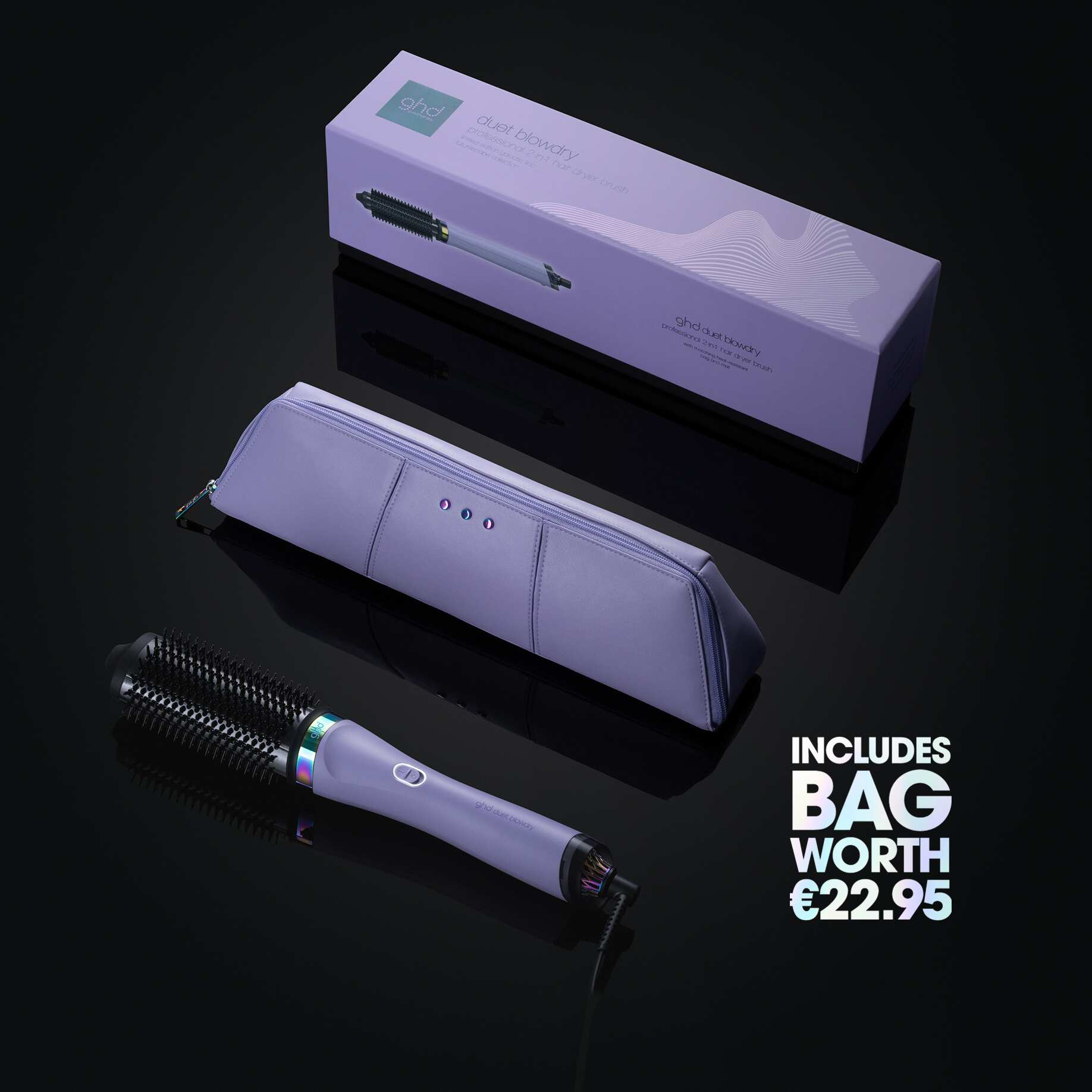 NEW GHD DUET BLOWDRY HAIR DRYER BRUSH IN GALACTIC LILAC