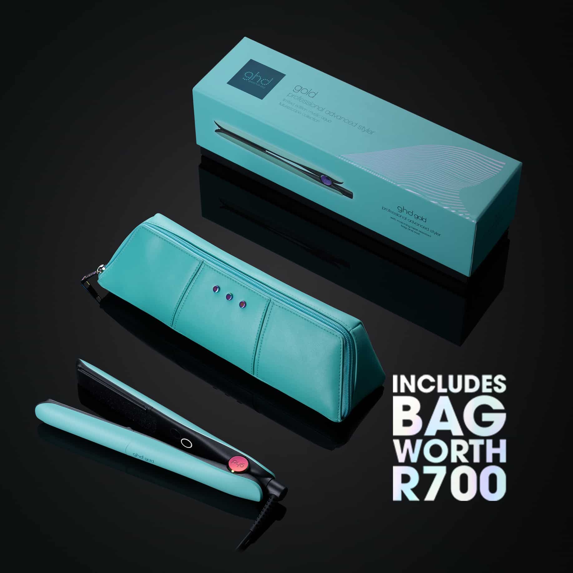 NEW GHD GOLD® HAIR STRAIGHTENER (26MM PLATE) IN MYSTIC AQUA