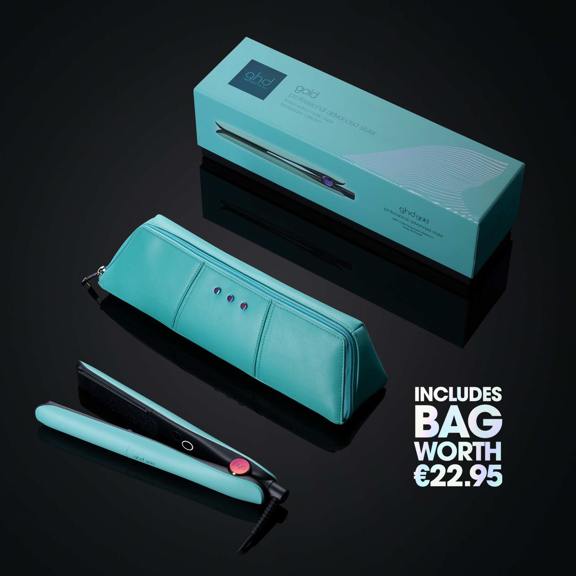 NEW GHD GOLD® HAIR STRAIGHTENER (26MM PLATE) MYSTIC AQUA
