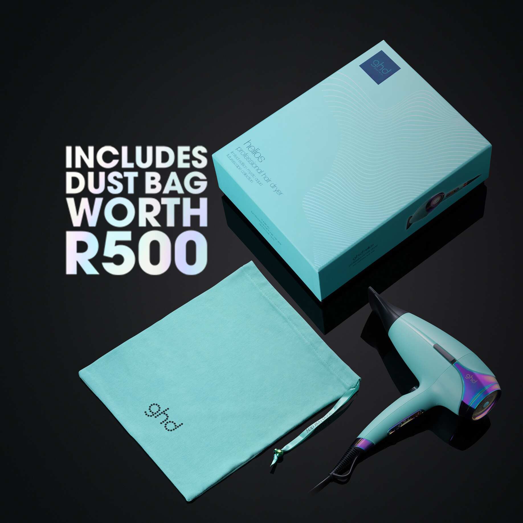 NEW GHD HELIOS HAIR DRYER IN MYSTIC AQUA