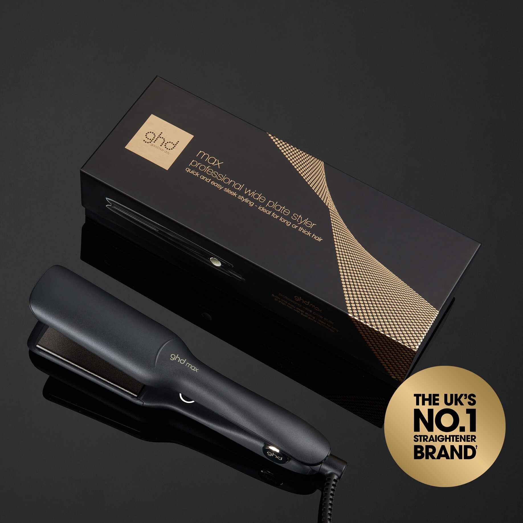 GHD MAX WIDE PLATE HAIR STRAIGHTENER (42MM PLATE) BLACK