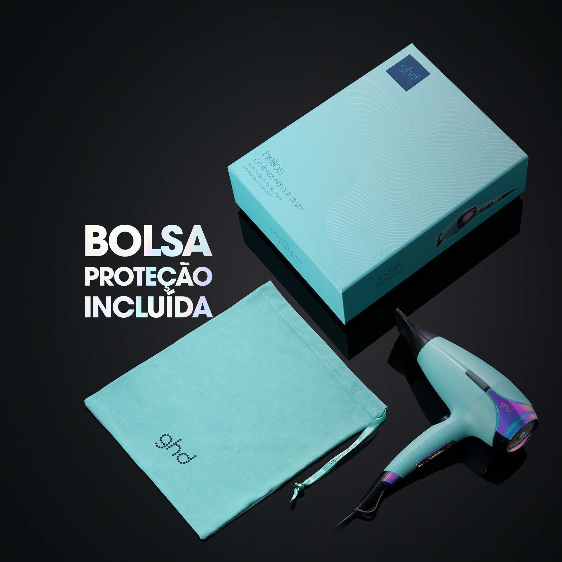 Secador de cabelo ghd Helios em azul turquesa